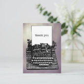 ヴィンテージタイプライターありがとうはがき ポストカード (スタンド正面)