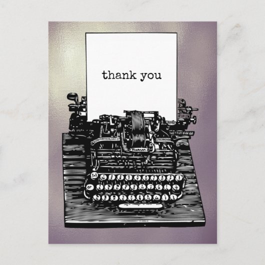 ヴィンテージタイプライターありがとうはがき ポストカード (正面)