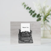 ヴィンテージタイプライターありがとうはがき ポストカード (スタンド正面)