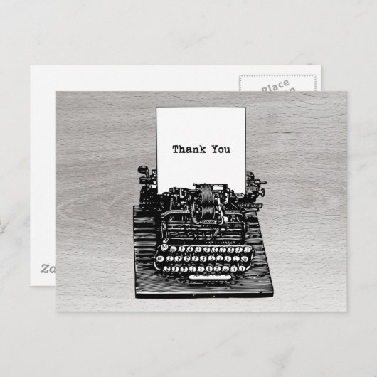 ヴィンテージタイプライターありがとうはがき ポストカード (正面/裏面)