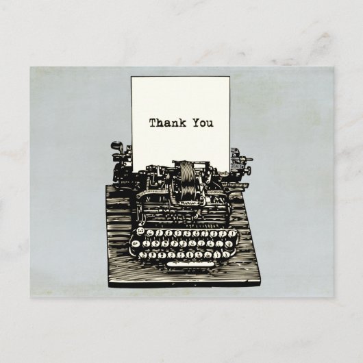 ヴィンテージタイプライターありがとう結婚とう ポストカード (正面)