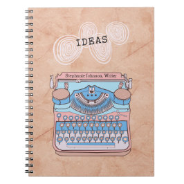 ヴィンテージタイプライターと旋回ライターアイディア ノートブック
