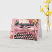 ヴィンテージタイプライターのインスパイア信仰グリーティングカード – カード (黄色い花)