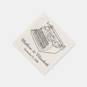ヴィンテージタイプライターのカスタムウェディング スタンダードカクテルナプキン (角)