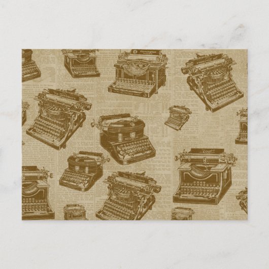 ヴィンテージタイプライターのコラージュ ポストカード (正面)