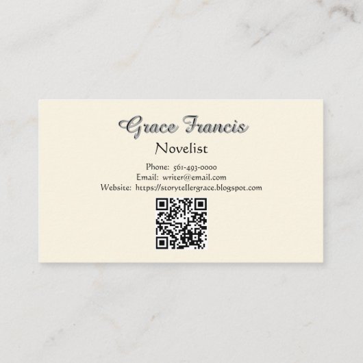 ヴィンテージタイプライターのストーリーテラー ライター 名刺 (裏面)