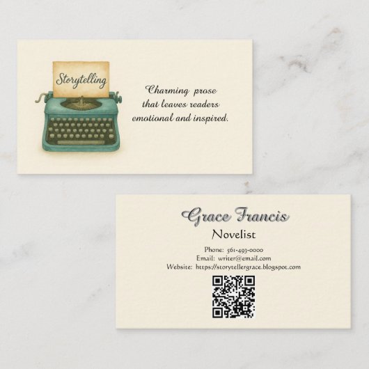 ヴィンテージタイプライターのストーリーテラー ライター 名刺 (正面/裏面)