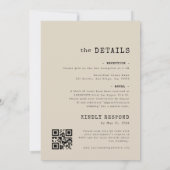 ヴィンテージタイプライターのタイポグラフィ結婚全て 招待状 (裏面)