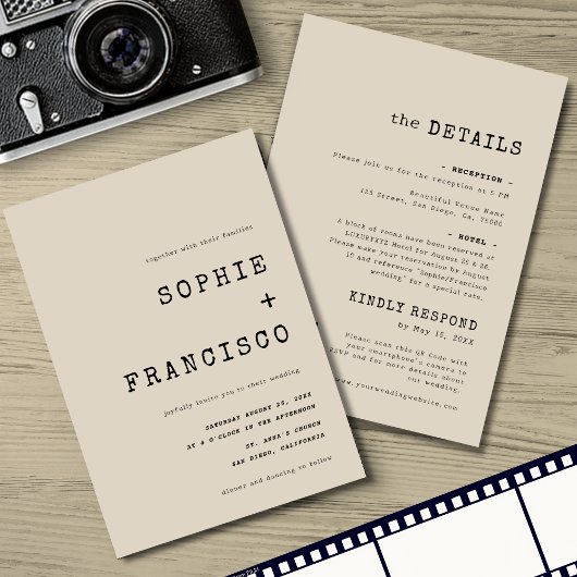 ヴィンテージタイプライターのタイポグラフィ結婚全て 招待状