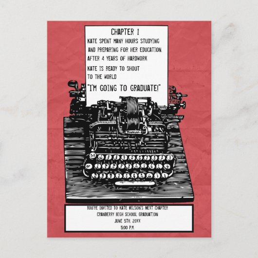 ヴィンテージタイプライターのポストカード インビテーションポストカード (正面)