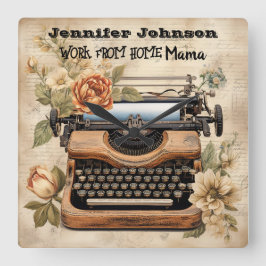 ヴィンテージタイプライターの仕事からホームmom壁時計 スクエア壁時計