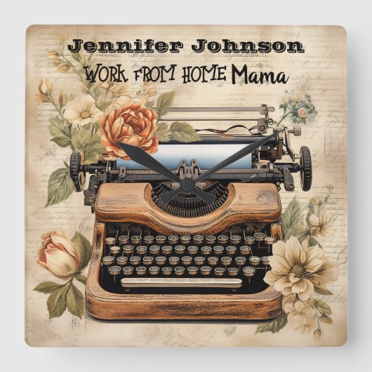 ヴィンテージタイプライターの仕事からホームmom壁時計 スクエア壁時計 (正面)