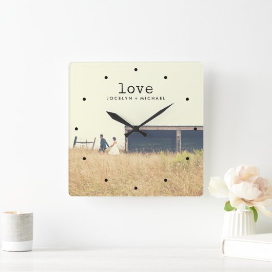 ヴィンテージタイプライターの文字写真との愛 スクエア壁時計 (ホーム)