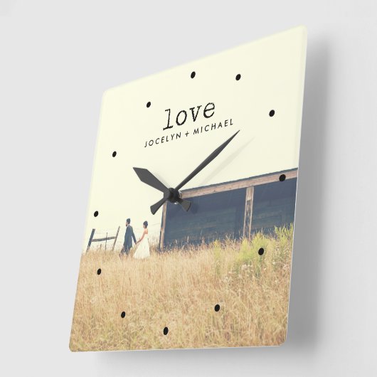 ヴィンテージタイプライターの文字写真との愛 スクエア壁時計 (傾斜)