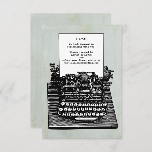 ヴィンテージタイプライターの結婚式出欠確認カード 出欠カード (正面/裏面)