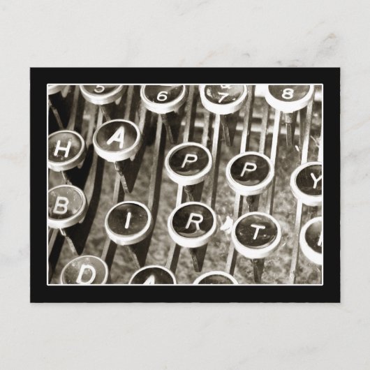 ヴィンテージタイプライターの誕生日挨拶 ポストカード (正面)
