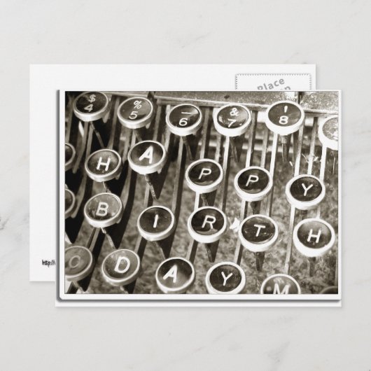 ヴィンテージタイプライターの誕生日挨拶 ポストカード (正面/裏面)