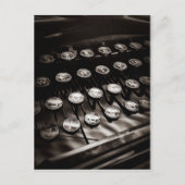 ヴィンテージタイプライターの鍵（白黒） ポストカード (正面)