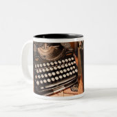 ヴィンテージタイプライターの鍵MAG ツートーンマグカップ (正面左)