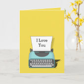 ヴィンテージタイプライターの「愛してる」テキストカード カード (黄色い花)