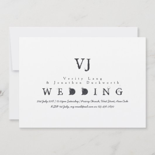 ヴィンテージタイプライターウェディング招待クラフトインクグランジ 招待状 (正面)