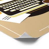 ヴィンテージタイプライターオフィスでのコーヒーブレーク ポスター (角)