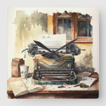 ヴィンテージタイプライターオフィスの壁時計