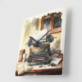 ヴィンテージタイプライターオフィスの壁時計 スクエア壁時計 (傾斜)