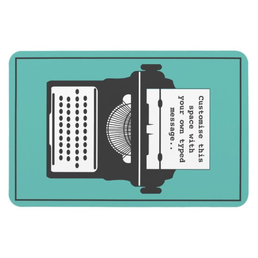 ヴィンテージタイプライターカスタムのメッセージティール（緑がかった色） マグネット (横)