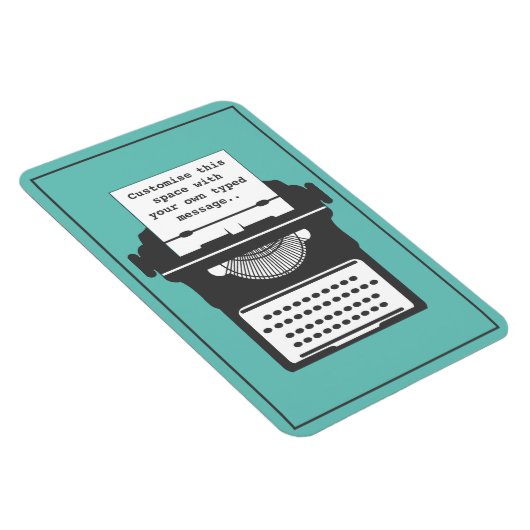 ヴィンテージタイプライターカスタムのメッセージティール（緑がかった色） マグネット (右側)