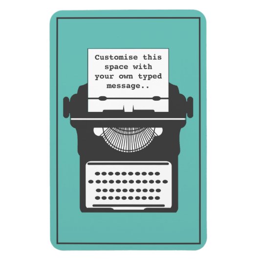 ヴィンテージタイプライターカスタムのメッセージティール(緑がかった色) マグネット (縦)