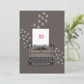 ヴィンテージタイプライターカード-ハグ&キス 招待状 (スタンド正面)