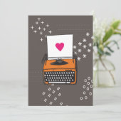 ヴィンテージタイプライターカード – ハート 招待状 (スタンド正面)