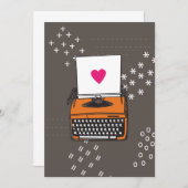 ヴィンテージタイプライターカード – ハート 招待状 (正面/裏面)