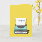 ヴィンテージタイプライターシンプルおめでとうカード カード (黄色い花)