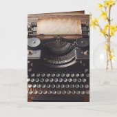 ヴィンテージタイプライターハッピーバースデー カード (黄色い花)