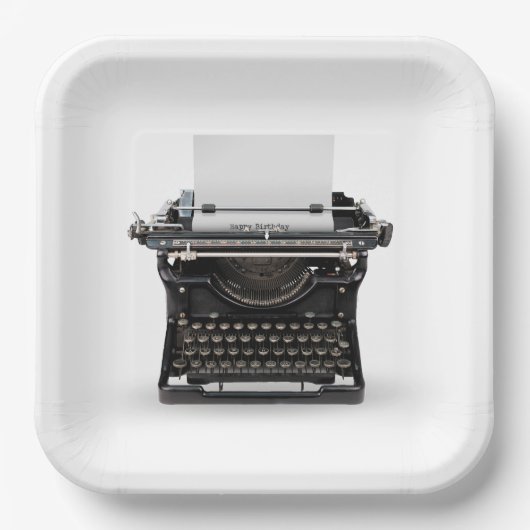 ヴィンテージタイプライターハッピーバースデー ペーパープレート (正面)