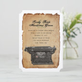 ヴィンテージタイプライターパーチメント結婚式招待状 招待状 (スタンド正面)