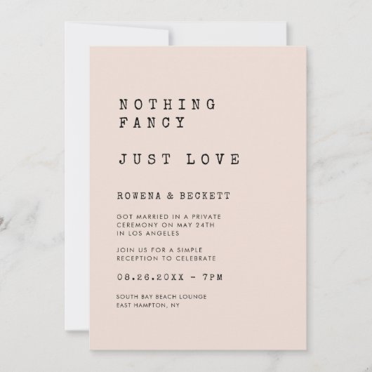 ヴィンテージタイプライターピンクファンシーNothing Just Love 招待状 (正面)