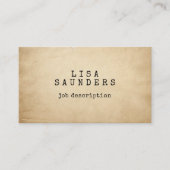 ヴィンテージタイプライターフォントアンティーク紙ミニマリスト 名刺 (正面)