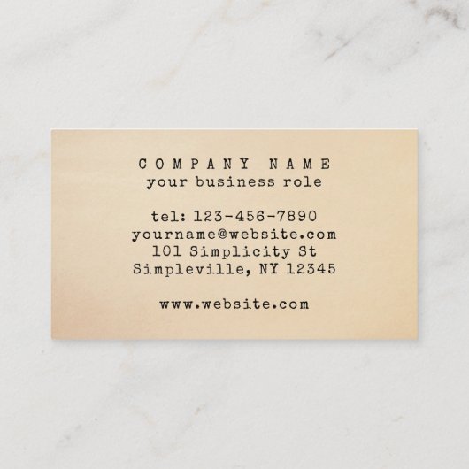 ヴィンテージタイプライターフォントアンティーク紙ミニマリスト 名刺 (裏面)