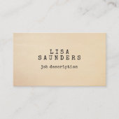 ヴィンテージタイプライターフォントアンティーク紙ミニマリスト 名刺 (正面)