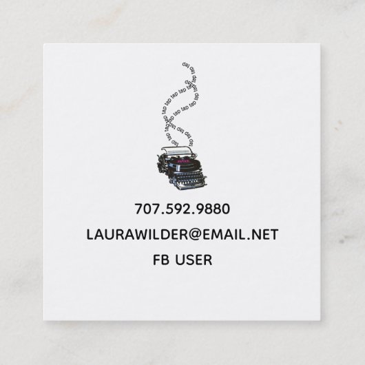 ヴィンテージタイプライターフリーライター スクエア名刺 (裏面)