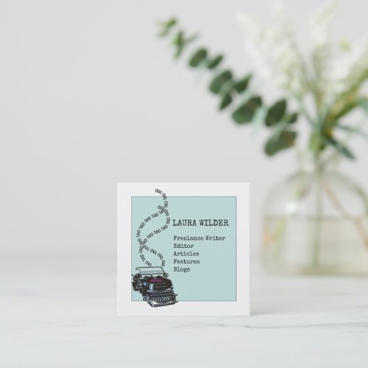 ヴィンテージタイプライターフリーライター スクエア名刺 (スタンド正面)