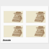 ヴィンテージタイプライターブラウン型筆記機 長方形シール (シート)