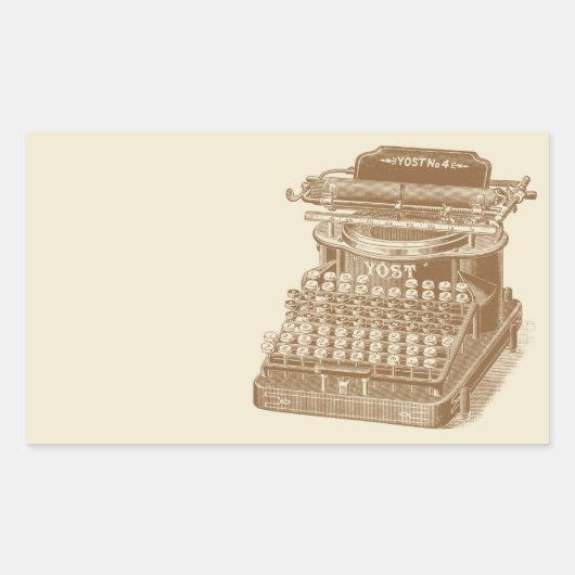 ヴィンテージタイプライターブラウン型筆記機 長方形シール (正面)