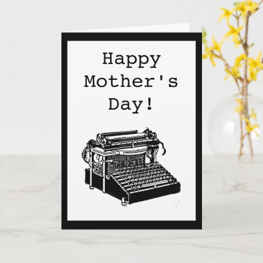 ヴィンテージタイプライターマザーズデイカード カード (黄色い花)