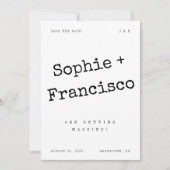 ヴィンテージタイプライターレトロユニークタイポグラフィ結婚 セーブザデート (正面)