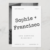 ヴィンテージタイプライターレトロユニークタイポグラフィ結婚 セーブザデート (正面/裏面)