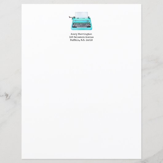 ヴィンテージタイプライターレトロ60sかわいいモノグラムアクア (正面)